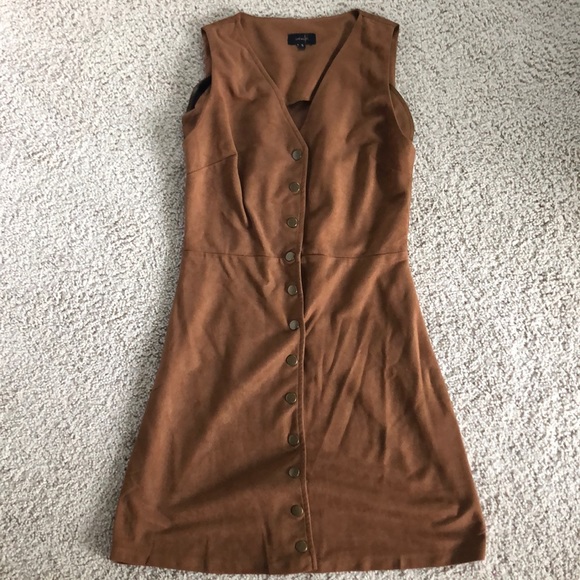 Brown sueded snap front dress - Picture 1 of 2